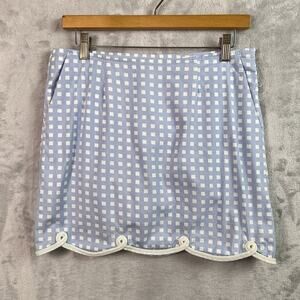 Golftini Mini Skirt Skort Women's 4 Blue Square Print Athletic Shirley Temple